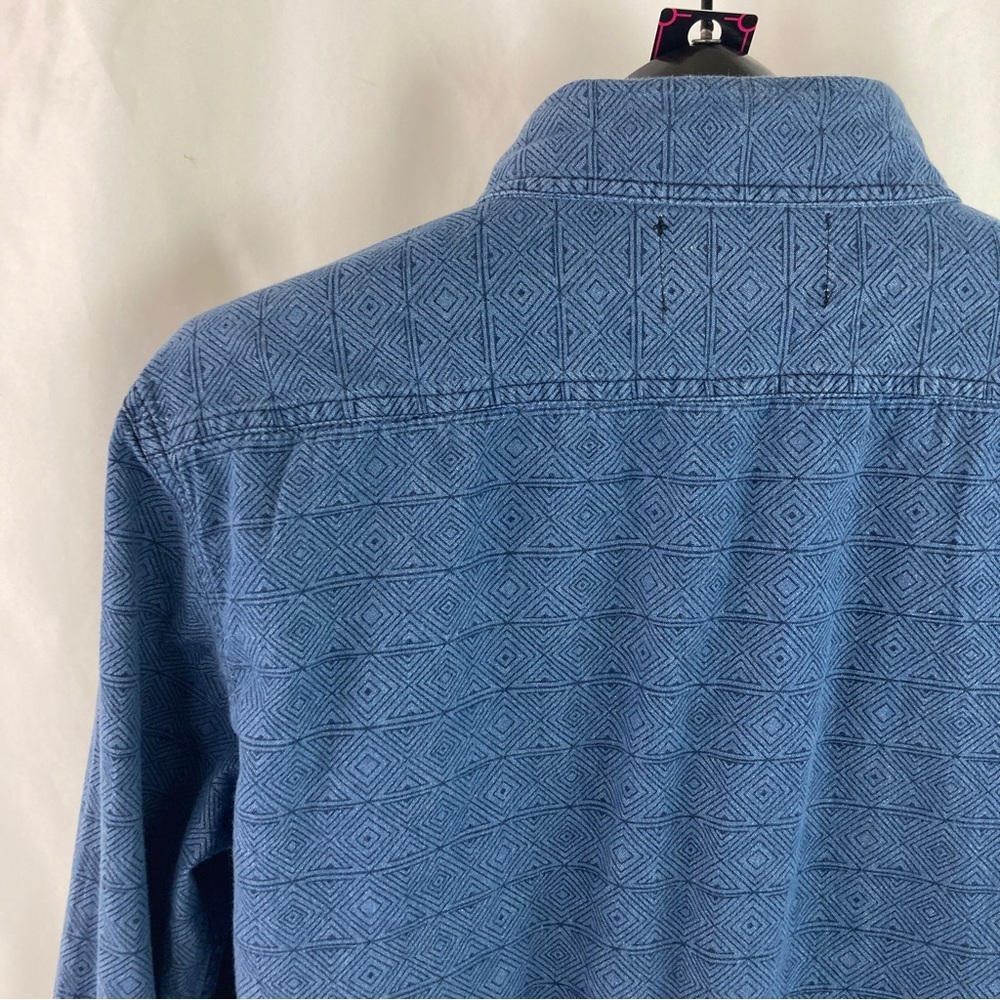 BLUE on Blue Geometric Design Button-up Shirt by Morse Code 100% Cotton - Picture 3 of 10